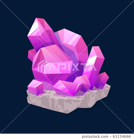Crystal gem, pink magic rhinestone isolated icon 63154666