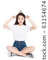woman over white background 63154674