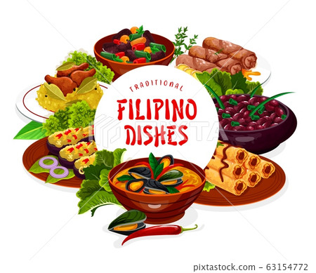 Filipino asian cuisine dishes banner frame Filipino asian cuisine dishes banner frame 63154772