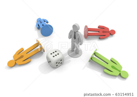 Businessman pieces and dice. 3D rendering 63154951