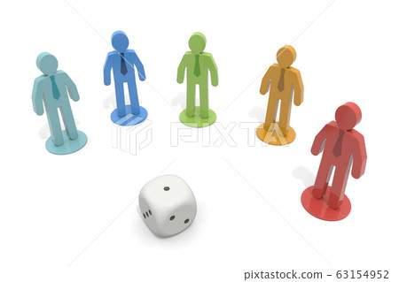Businessman pieces and dice. 3D rendering 63154952