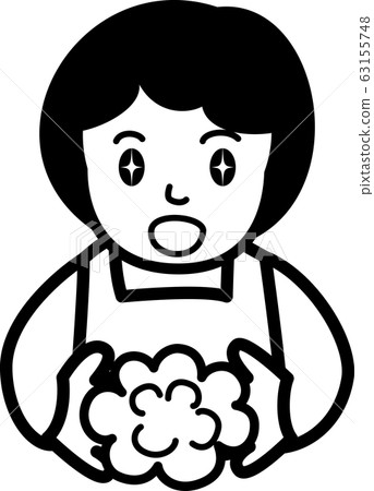 Handwashing Women Mom Prevention and measures Coronavirus cold flu Black and white line drawing 63155748