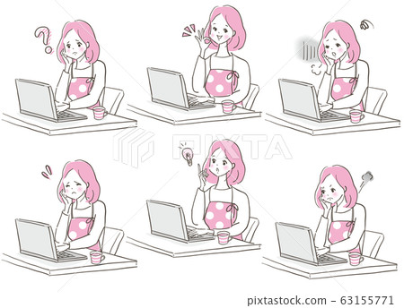 Woman expression set housewife hand drawn illustration 63155771