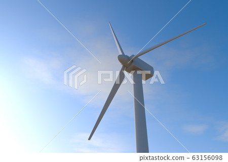 風輪機和藍天背景。 3D渲染 63156098