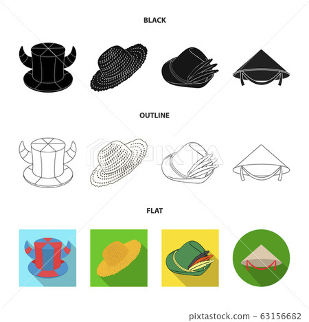 Vector design of hat and cap icon. Collection of hat and model stock vector illustration. 63156682