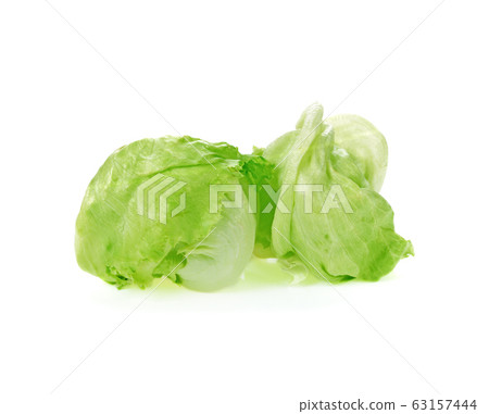 Fresh green lettuce leafs isolated on white 63157444