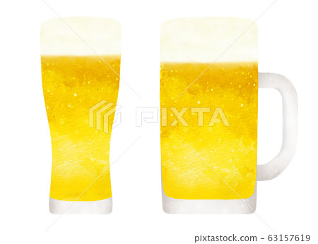 杯子和啤酒水彩玻璃 63157619