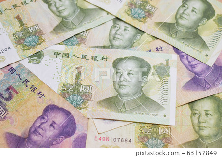 Chinese money close up view as background. China or Yuan Banknote. Chinese money close up view as background. China or Yuan Banknote. 63157849