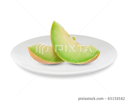 cantaloupe melon on white plate cantaloupe melon on white plate 63158582