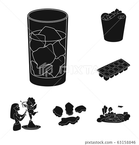 Vector illustration of cold and transparent logo. Collection of cold and water stock vector illustration. 63158846