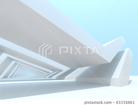 Abstract digital background 3 d empty white tunnel 63158861