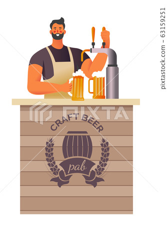 Brewery and craft beer pub, bartender pouring drink 63159251