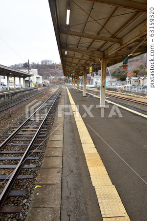 Take a photo of JR Toya Station in Toyako-cho, Hokkaido in early spring 63159320