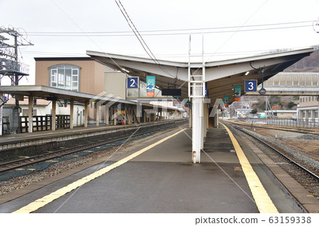 Take a photo of JR Toya Station in Toyako-cho, Hokkaido in early spring 63159338
