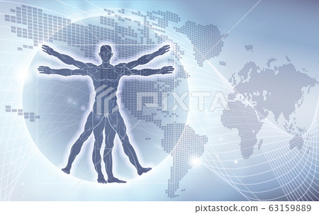 Vitruvian Man World Map Background 63159889