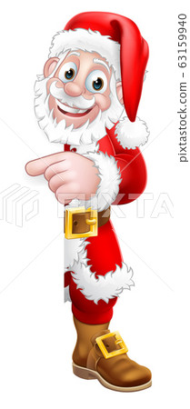 Santa Claus Christmas Cartoon Peeking Pointing 63159940