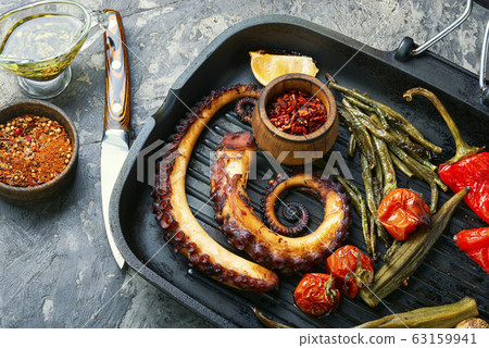 Grilled octopus with vegetable Grilled octopus with vegetable 63159941