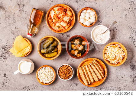 Fermented food, probiotics, top view Fermented food, probiotics, top view 63160548