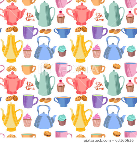 Kitchen seamless pattern of decorative colorful...-插圖素材 [63160636 ...