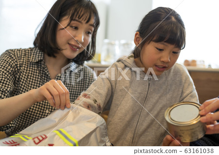 Children stuffing evacuation supplies into emergency carry-out bags Children stuffing evacuation supplies into emergency carry-out bags 63161038