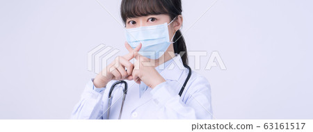 醫生 醫師 女性 口罩 拒絕 防疫 手勢 Doctor mask say no 医者 マスク 断る 63161517