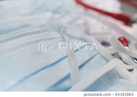 Medical mask of blue color for protection against Medical mask of blue color for protection against 63161663