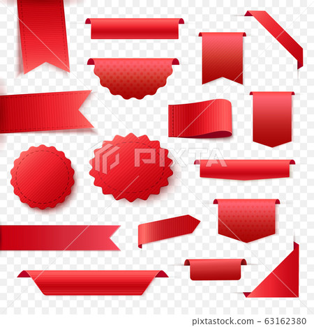 Blank Red Ribbon Banners. Tags And Labels 63162380