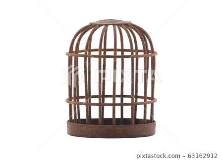 Retro rusty cage isolated on white background with clipping path 63162912