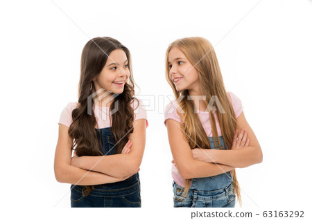 Sisterhood goals. Sisters little kids isolated Sisterhood goals. Sisters little kids isolated 63163292