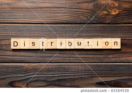 distribution word written on wood block. 63164530