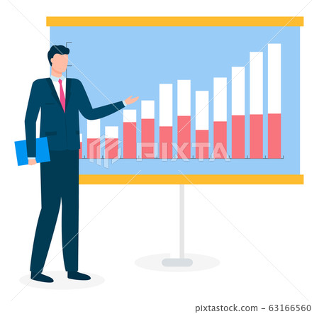 Manager Standing near Analytics Chart on Board Manager Standing near Analytics Chart on Board 63166560