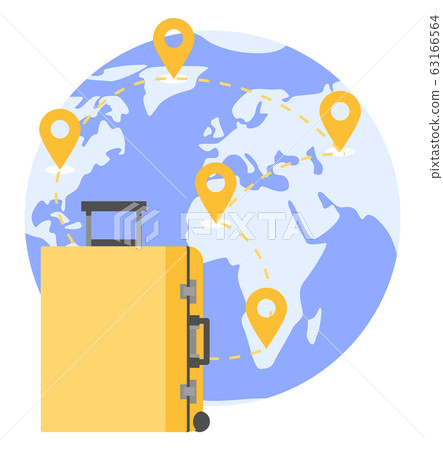 Luggage for Traveler with World Map on Background Luggage for Traveler with World Map on Background 63166564