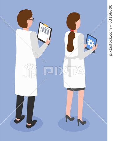 Man and Woman Working on Factory or Laboratory 63166600