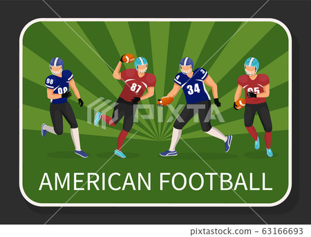 American Football Team Running Sportsmen Vector American Football Team Running Sportsmen Vector 63166693
