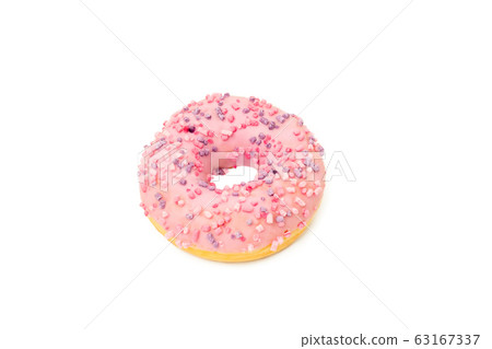 Donut in sprinkles isolated on white background 63167337