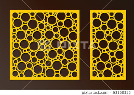 Laser cut panel with circles. Template for laser cutting. Suitable for printing invitations, cutting stencil, wood and metal decorations. 63168335