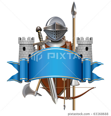 Vector Blue Banner with Knight Armor 63168688