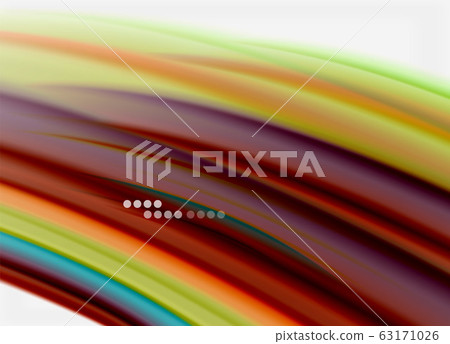 Wave lines abstract background, smooth silk design with rainbow style colors. Liquid fluid color waves. Vector Illustration 63171026