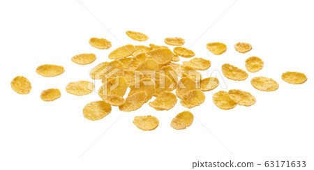 Corn flakes isolated on white background with clipping path 63171633