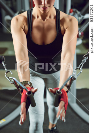 Conviction focused determined passionate confident powerful eyes stare intense athlete exercise trainer 63172201