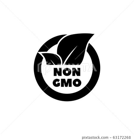 GMO Free Label with Leaf, Eco Food Flat Vector - Stock Illustration ...