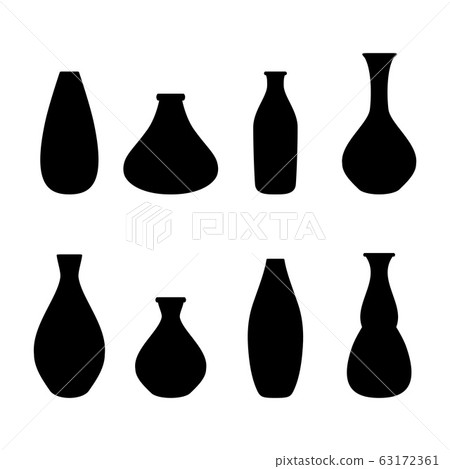 Silhouette Black Ceramic Vase Set Different Type. Vector 63172361