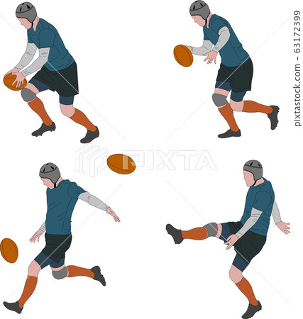 rugby player kicking ball in four steps color rugby player kicking ball in four steps color 63172399