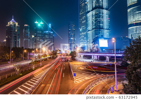 Downtown road in the Lujiazui financial district Downtown road in the Lujiazui financial district 63172945