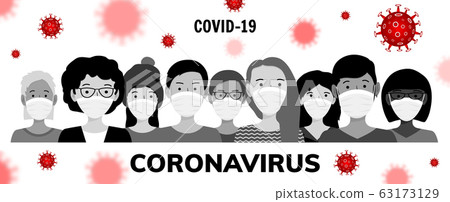 People in medical mask. COVID-19 danger and public health risk disease and flu outbreak 63173129