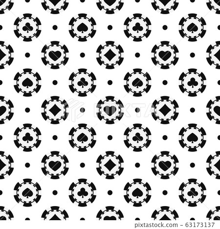 Black And White Poker Chips Seamless Pattern. - Stock Illustration 