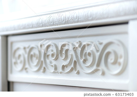 Detail of vintage white cabinet - selective focus, Detail of vintage white cabinet - selective focus, 63173403