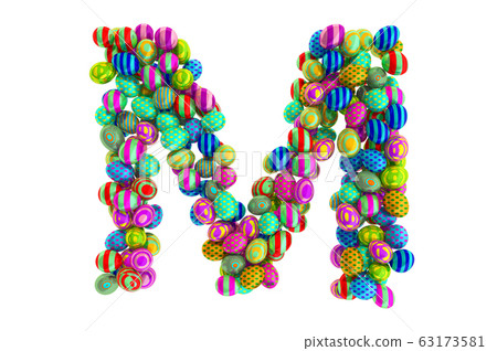 Letter M from colored Easter eggs, 3D rendering - Stock Illustration ...