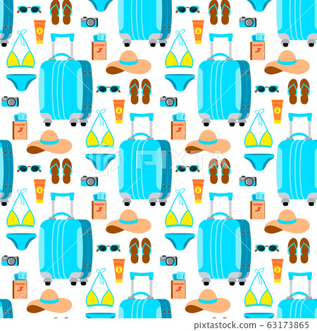 Travel seamless pattern isolated on white backgroun. 63173865