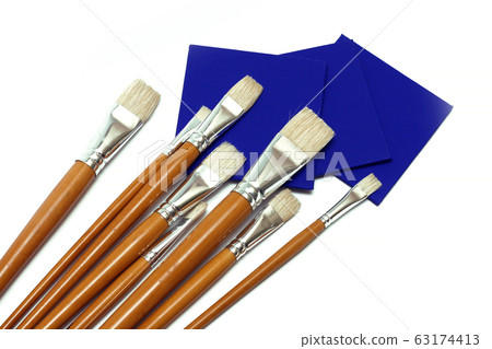 brushes and  canvas on a white background 63174413